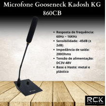 Microfone Kadosh Profissional Gooseneck com fio KG-860CB