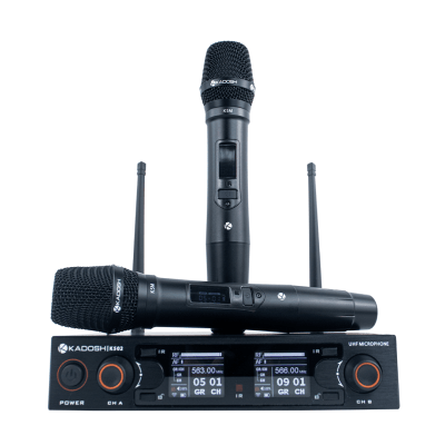 Microfone Kadosh UHF(100freq) de Mão + Mão com bateria recarregável K-502M 