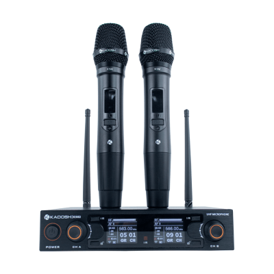 Microfone Kadosh UHF(100freq) de Mão + Mão com bateria recarregável K-502M Microfone Kadosh UHF(100freq) de Mão + Mão com bateria recarregável K-502M
