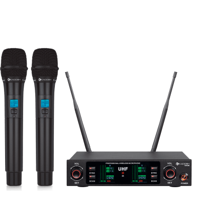 Microfone Kadosh UHF(200 freq) de Mão + Mão c/bateria recarregável K-492MREC 