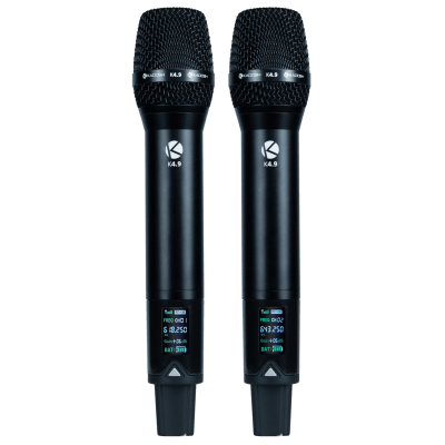 Microfone Kadosh UHF(200 freq) de Mão + Mão c/bateria recarregável K-492MREC 