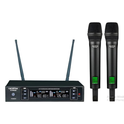 Microfone SKYPIX UHF(200 freq) de Mão + Mão PRO900