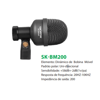 Microfone para Bumbo de Bateria Skypix SK-BM200 Boundary