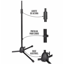 Pedestal p/Microfone Girafa c/Boom Duplo Dolphin DSM-01 ref.16704