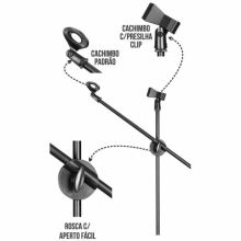 Pedestal p/Microfone Girafa c/Boom Duplo Dolphin DSM-01 ref.16704